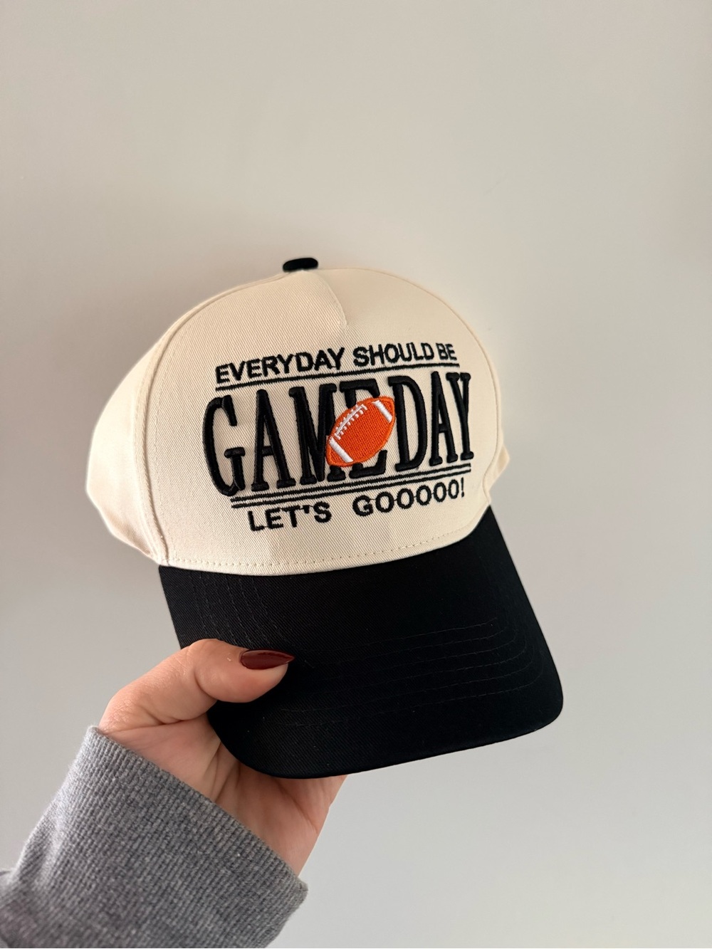 Game Day Baseball Cap - Cream and Black